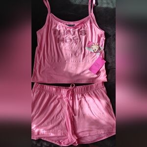 Paris Hilton Cotton Candy Pink Cami & Shorts 2pc Sleepwear Set Women's Size L